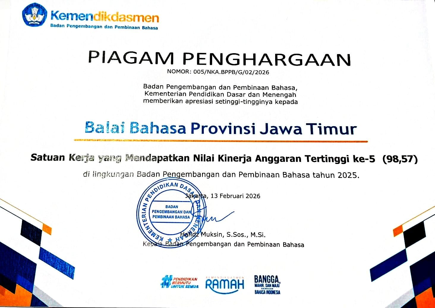 Piagam Nilai Kinerja Anggaran Tertinggi ke-5